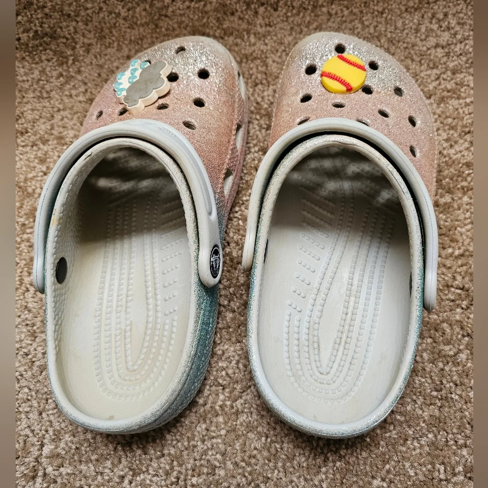 Crocs Kids Glitter Clogs - Silver J-1